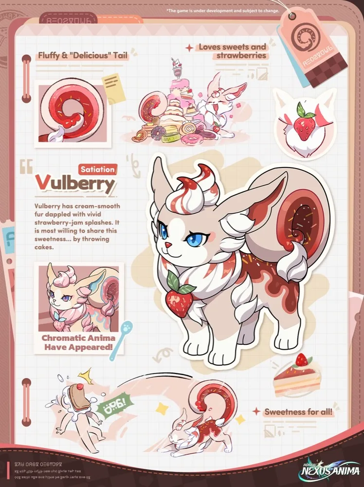 Official Honkai: Nexus Anima Vulberry reveal — the 'Chromatic Anima Have Appeared!' panel shows Vulberry's rare pink Chromatic variant beside its standard strawberry-red form